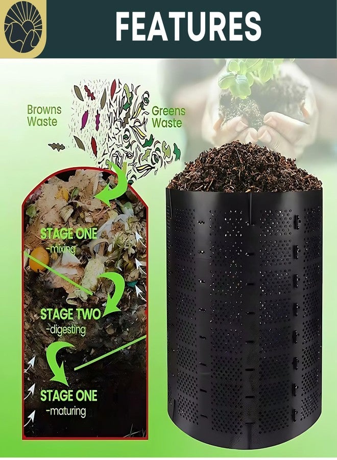 SunVara Compost Bins Outdoor Compost Bin Outdoor Composter Easy Assembling Large Capacity Yard Waste Bins Compost Bin Outside Outdoor Composting Bins - Image 2