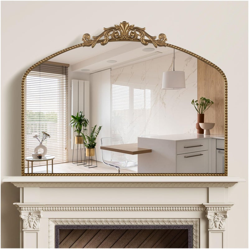 Wemily 40"x30" Gold Large Antique Mirror, Vintage Baroque Mirror with Ornate Beaded Frame for Home Decor - Living Room, Entryway, Bathroom, Fireplace - Image 1