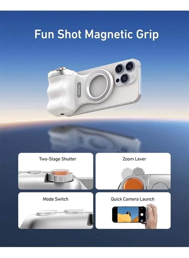 TELESIN Fun Shot Magnetic Phone Camera DSLR Style Shutter Grip for iPhone & Android with Detachable Wireless Shutter Button - MFI Certified - 1/4" Screw - Comfort Ergonomic Camera Grip Handle Holder 5.0 1 Rating - Image 1
