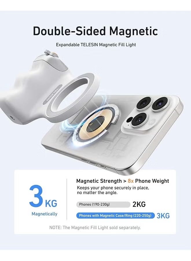 TELESIN Fun Shot Magnetic Phone Camera DSLR Style Shutter Grip for iPhone & Android with Detachable Wireless Shutter Button - MFI Certified - 1/4" Screw - Comfort Ergonomic Camera Grip Handle Holder 5.0 1 Rating - Image 4