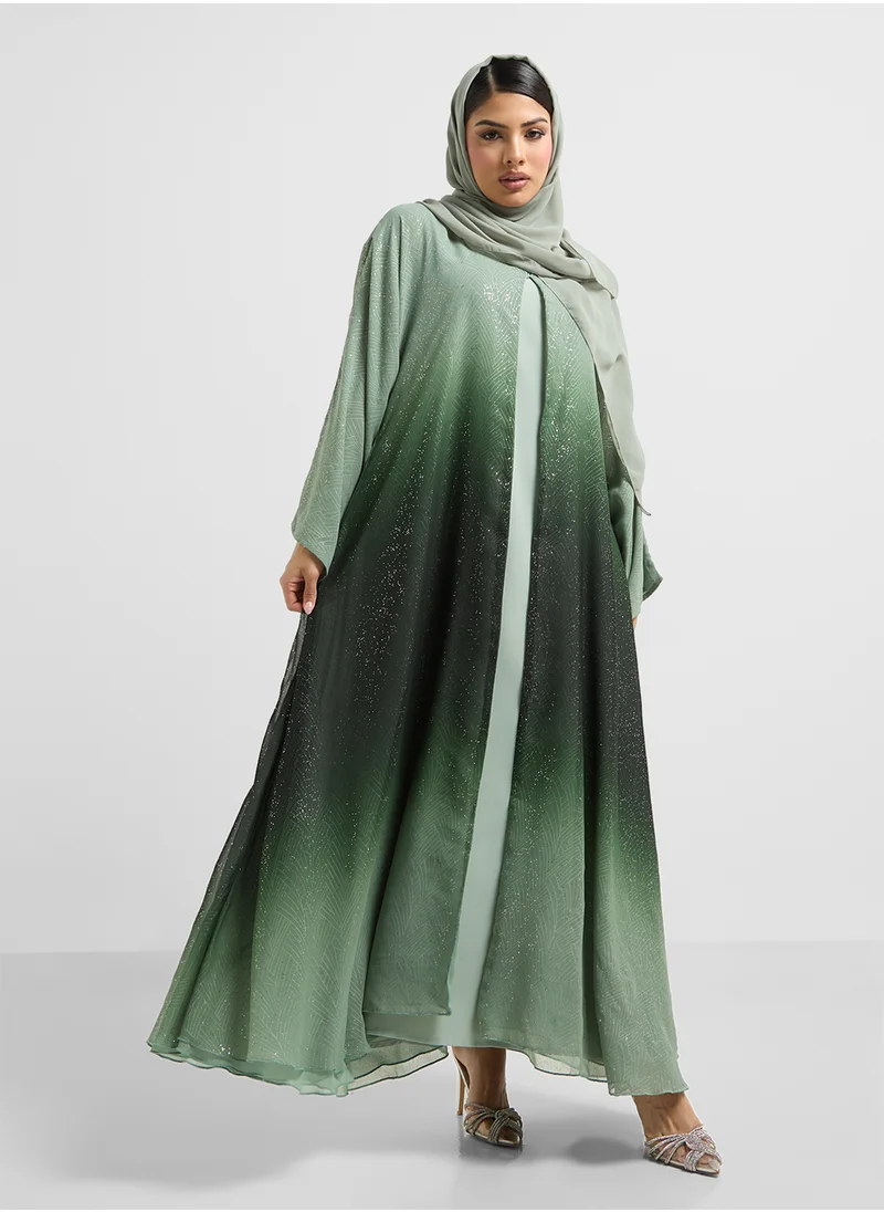 hayas closet V-Neck Flared Sleeve Abaya