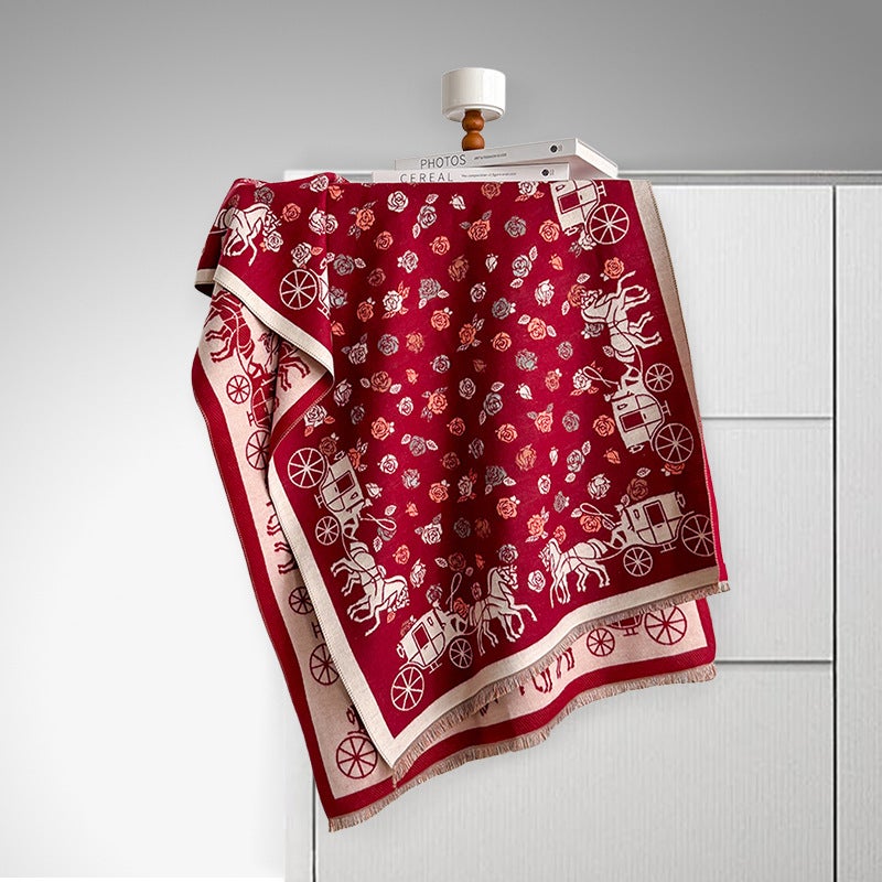 2025 Foreign Trade Scarf Autumn and Winter Versatile Long Scarf Imitation Cashmere Floral Carriage Shawl Wholesale Scarf - Image 4