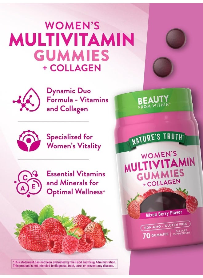 Nature's Truth جواهر متعددة الفيتامينات للنساء مع الكولاجين | 70 حبة | خالية من الكائنات المعدلة وراثيًا وخالية من الجلوتين | من ناتشرز تروث - Image 5