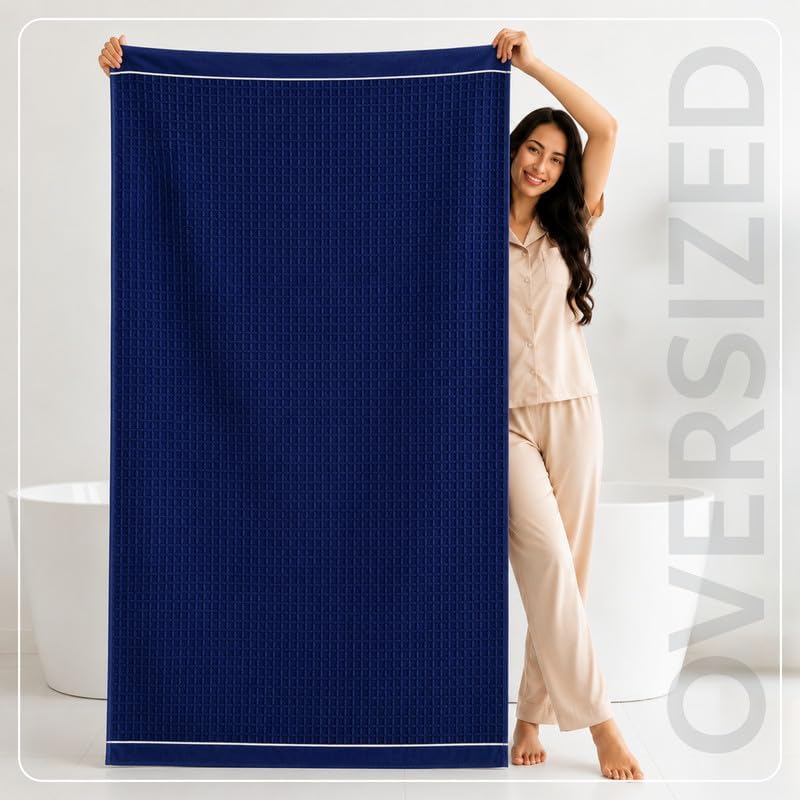 DONETELLA Bath Sheet (2 Piece, 90x180 cm) – Microfiber 310 GSM Waffle Weave Ultra Soft & Highly Absorbent Quick Dry Large Bath Sheet, Lightweight Solid Bath Sheet for Bathroom, Gym, Spa & Travel. - Image 4