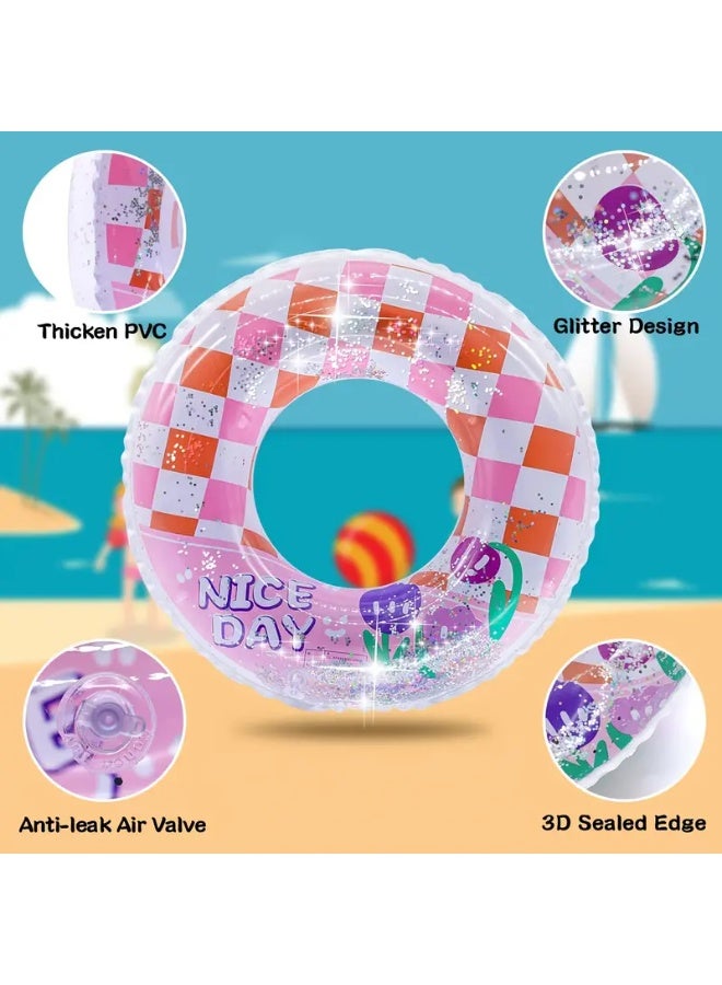 Goolsky Glitter Swim Rings Pool Inflatables, Inflatable Pool Floats, Pool Floats Ring Toys for Summer Beach Swimming Pool Floats Party Supplies - Image 2