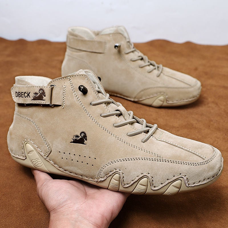 أحذية رجالية محطة مستقلة نمط مشتهر عبر الحدود، أحذية رجالية رياضية عالية، أحذية رجالية جوت مارتين من الجلد الطبقة الأولى لد. رام، لون رمادي داكن (وجود في المخزون وسيتم الشحن في نفس اليوم)، رقم 44 - Image 2