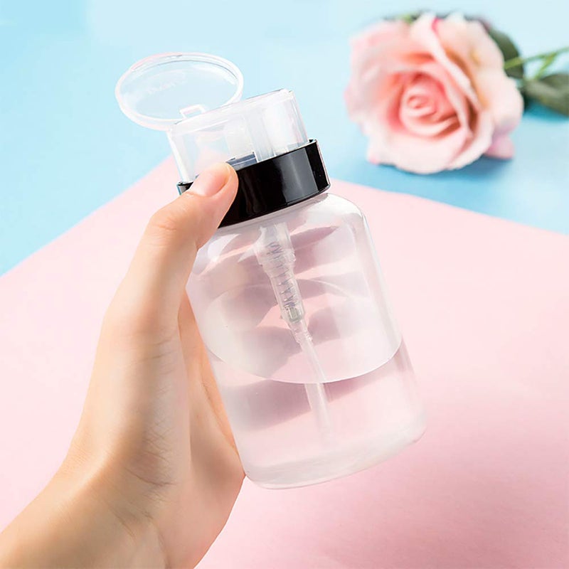 Hedume 16 Pack Push Down Empty Lockable Pump Dispenser Bottle, 6.8oz Professional Push Down Liquid Pumping Empty Bottle Dispenser for Nail Polish and Makeup Remover - Image 4