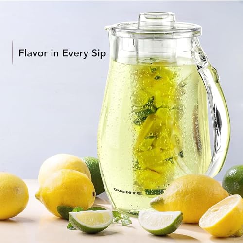 OVENTE Fruit Infusion Water Pitcher 2.5L/85Oz with Removable Lid and Infuser Rod, BPA-Free, Shatterproof Acrylic Beverage Jug for Flavor-Infused Drinks, Lemonade, Juice and Iced Tea, Clear PIA0852C - Image 2