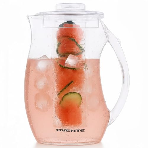 OVENTE Fruit Infusion Water Pitcher 2.5L/85Oz with Removable Lid and Infuser Rod, BPA-Free, Shatterproof Acrylic Beverage Jug for Flavor-Infused Drinks, Lemonade, Juice and Iced Tea, Clear PIA0852C - Image 1