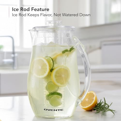 OVENTE Fruit Infusion Water Pitcher 2.5L/85Oz with Removable Lid and Infuser Rod, BPA-Free, Shatterproof Acrylic Beverage Jug for Flavor-Infused Drinks, Lemonade, Juice and Iced Tea, Clear PIA0852C - Image 3