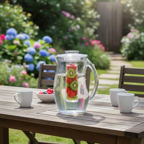 OVENTE Fruit Infusion Water Pitcher 2.5L/85Oz with Removable Lid and Infuser Rod, BPA-Free, Shatterproof Acrylic Beverage Jug for Flavor-Infused Drinks, Lemonade, Juice and Iced Tea, Clear PIA0852C - Image 4