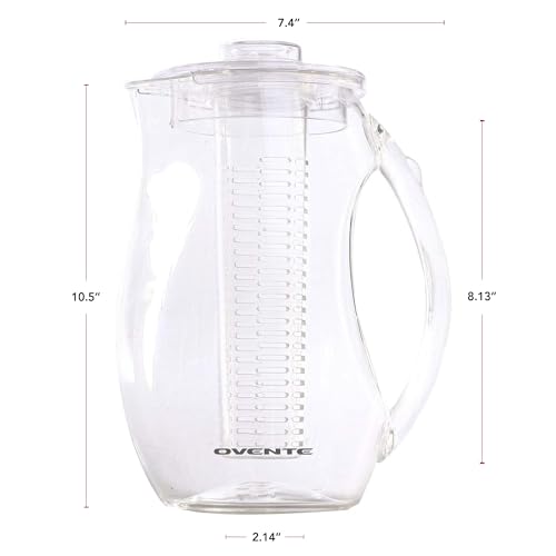 OVENTE Fruit Infusion Water Pitcher 2.5L/85Oz with Removable Lid and Infuser Rod, BPA-Free, Shatterproof Acrylic Beverage Jug for Flavor-Infused Drinks, Lemonade, Juice and Iced Tea, Clear PIA0852C - Image 5