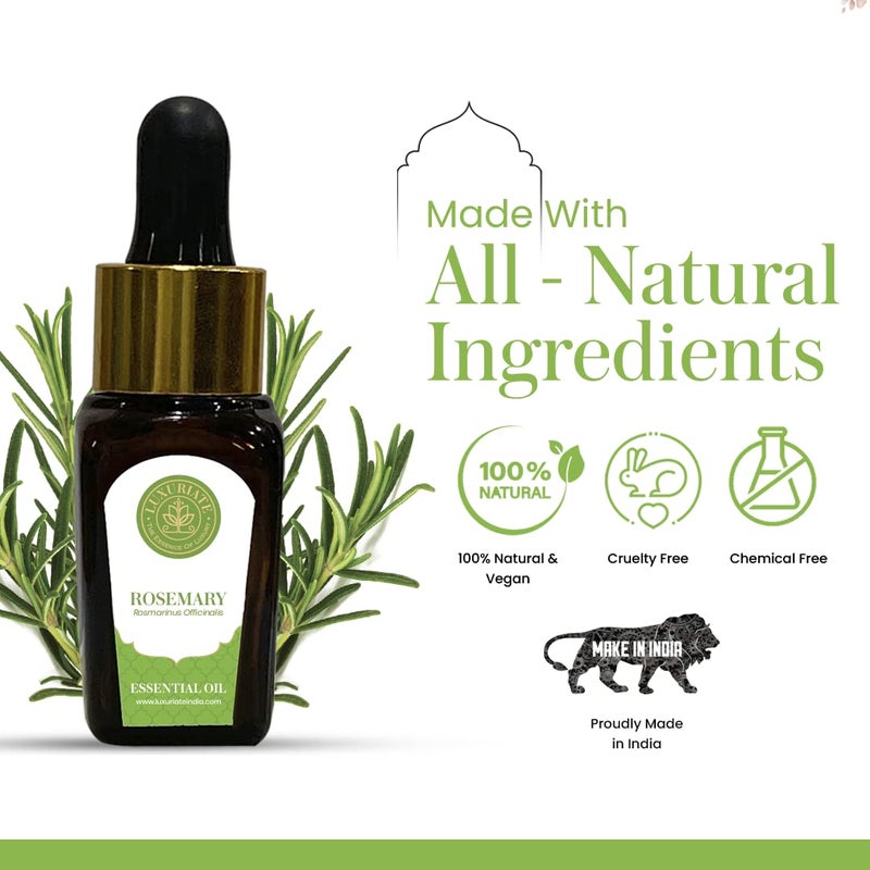 LUXURIATE LUXURIATE 100 Pure Natural Rosemary Essential Oil for Hair Growth Skin Face Acne Aroma Oil for Diffuser HomeFragrance10ml  - Image 5