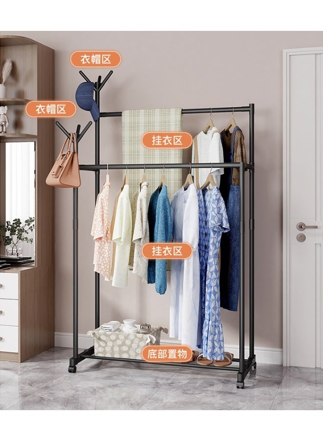 Multi-Purpose Metal Coat Rack Hangers with Lockable Wheels Metal coat rack, 32-inch hangers with shelves, hangers for hanging clothes, coats, shirts, sweaters, hats, bags - Image 2
