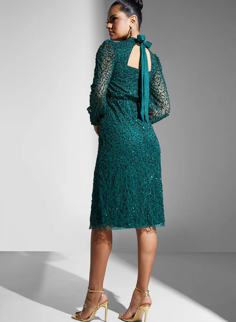 Namshi x High Neck Embellished Dress