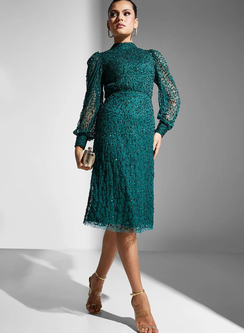 Namshi x High Neck Embellished Dress