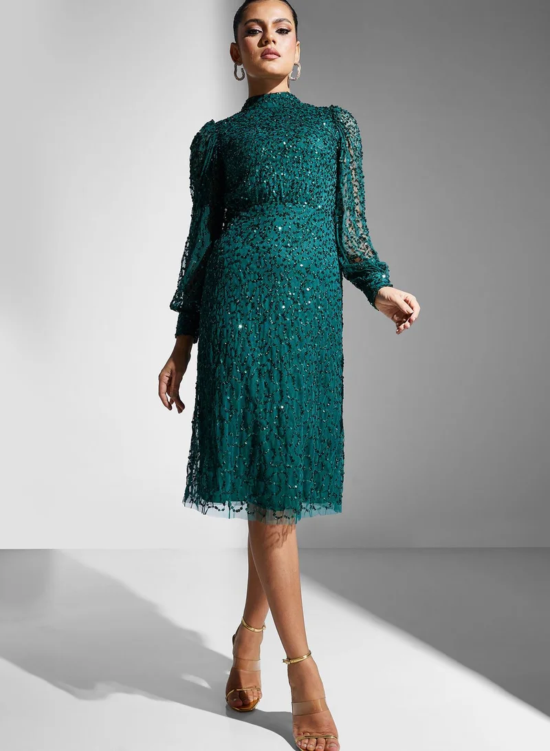 Namshi x High Neck Embellished Dress