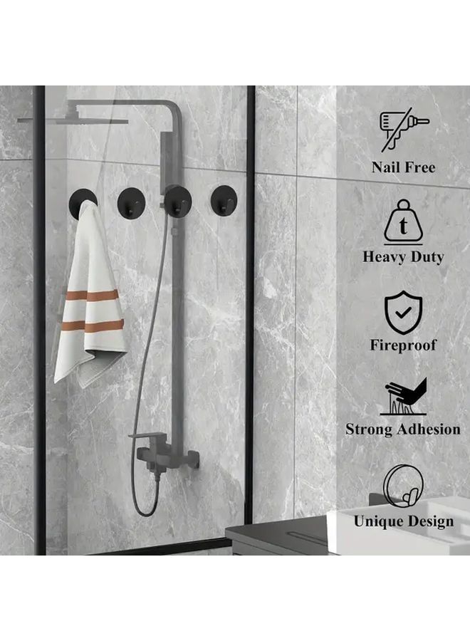 10 Pcs Black Wall Hooks Easy Adhesive Hangers For Bathroom Kitchen Towels Coats - Image 3