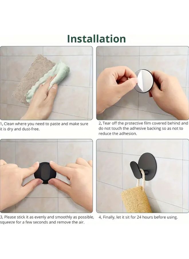 10 Pcs Black Wall Hooks Easy Adhesive Hangers For Bathroom Kitchen Towels Coats - Image 5