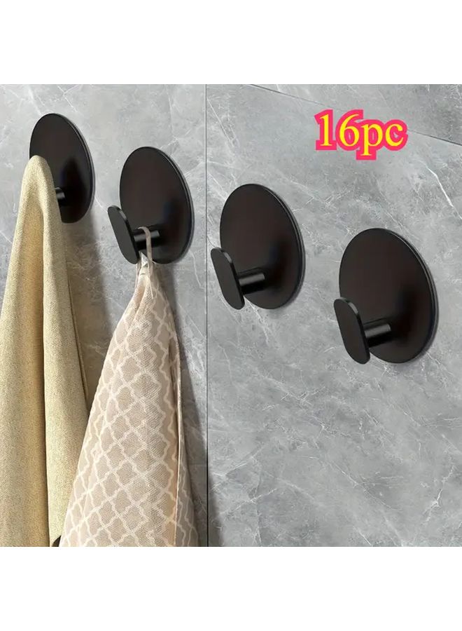 10 Pcs Black Wall Hooks Easy Adhesive Hangers For Bathroom Kitchen Towels Coats - Image 1