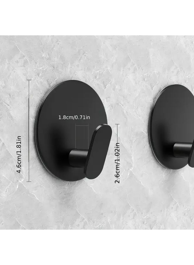 10 Pcs Black Wall Hooks Easy Adhesive Hangers For Bathroom Kitchen Towels Coats - Image 4