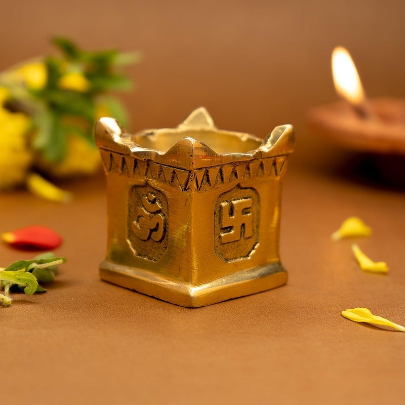 Ekhasa Storage burden minimized build 100% Pure Brass Tulsi Diya for Puja | Diyas for Home Decoration | Pital Deepam for Pooja | Brass Oil Lamps for Pooja | Agal Vilakku for Pooja | Puja Diya for Home Mandir | Deepak Kundulu Samai Upgraded quality - Image 2