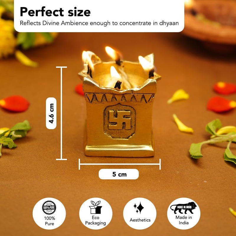 Ekhasa Storage burden minimized build 100% Pure Brass Tulsi Diya for Puja | Diyas for Home Decoration | Pital Deepam for Pooja | Brass Oil Lamps for Pooja | Agal Vilakku for Pooja | Puja Diya for Home Mandir | Deepak Kundulu Samai Upgraded quality - Image 4
