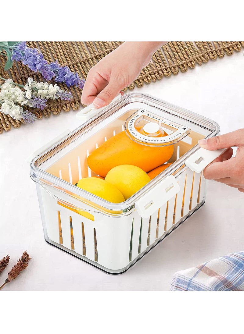 Excefore Refrigerator Saver Containers with Time Setting, 3 Pcs Fruit Vegetable Storage Containers for Refrigerator, Food Storage Containers for Fridge with Drain Basket, for Freezer, Countertops, Cabinet    ★  - Image 5