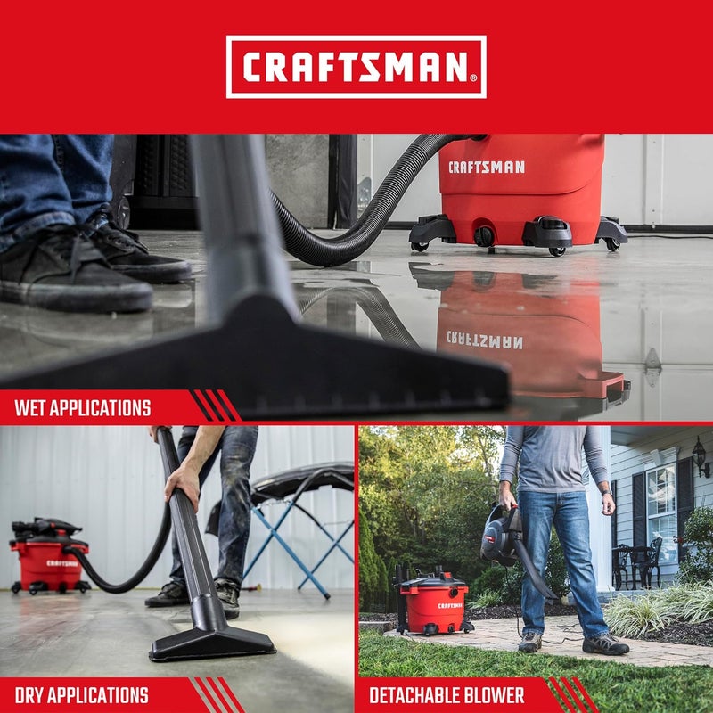 CRAFTSMAN CRAFTSMAN CMXEVBE17607 16 Gallon 65 Peak HP Wet Dry Vac with Detachable Leaf Blower Portable Shop Vacuum Wet and Dry with Filter Dust Bag Hose and Attachments for Garage Outdoor Cleaning - Image 4