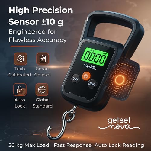 getsetnova Digital Weight Machine for Luggage 50kg | Portable Luggage Weighing Scale for Flights | Luggage Scale Luggage Weight Scale Weighing Scale | High Precision Travel Essentials 1 Year Warranty - Image 5