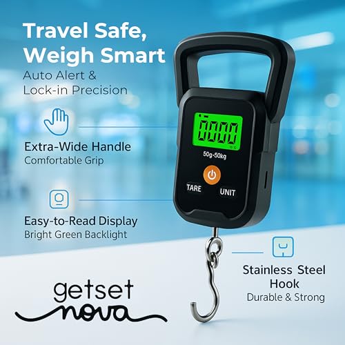 getsetnova Digital Weight Machine for Luggage 50kg | Portable Luggage Weighing Scale for Flights | Luggage Scale Luggage Weight Scale Weighing Scale | High Precision Travel Essentials 1 Year Warranty - Image 3