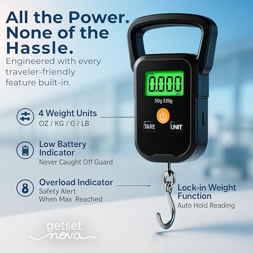 getsetnova Digital Weight Machine for Luggage 50kg | Portable Luggage Weighing Scale for Flights | Luggage Scale Luggage Weight Scale Weighing Scale | High Precision Travel Essentials 1 Year Warranty - Image 4