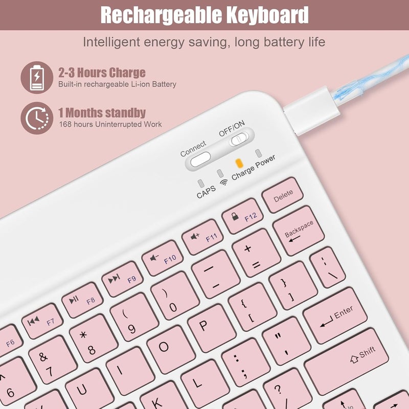 NOOX Universal Wireless Bluetooth Keyboard, Rechargeable Compatible for iPad Pro, Air, Mini, Phone, Tablet, Samsung, Xiaomi, iOS, Android, Windows, Chrome Os - Image 2