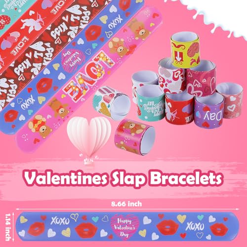 Genuvi Valentines Slap Bracelets for Kids 36PCS Valentines Day Gifts for Kids Bulk Snap Bracelets Valentine Party Favors Goodie Bag Stuffers Treats Student Classroom Exchange Prizes Decorations Accessories - Image 5