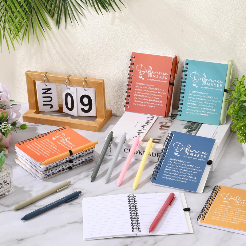 Resurhang 10 Sets Difference Maker Employee Appreciation Gifts Bulk Inspirational A6 Spiral Notebooks Journal with Ballpoint Pens for Social Worker Coworker Staff Team Office Gifts (Morandi Colors) - Image 4