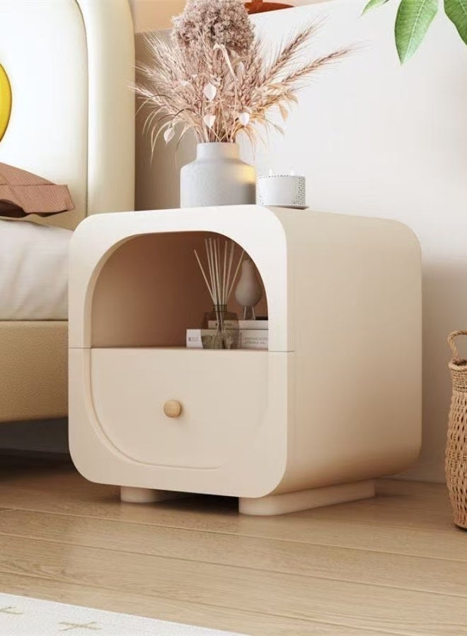 C&C Home Space-Saving Bedside Table with Rounded Corners, Drawer & Shelf – Compact, Modern Nightstand for Small Spaces (No Assembly Required) - Image 1