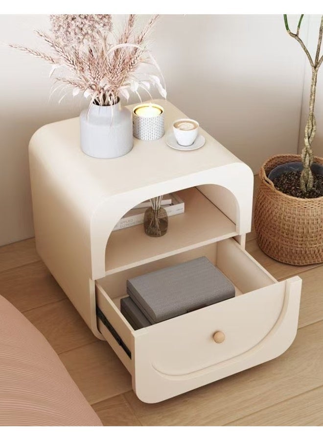 C&C Home Space-Saving Bedside Table with Rounded Corners, Drawer & Shelf – Compact, Modern Nightstand for Small Spaces (No Assembly Required) - Image 2