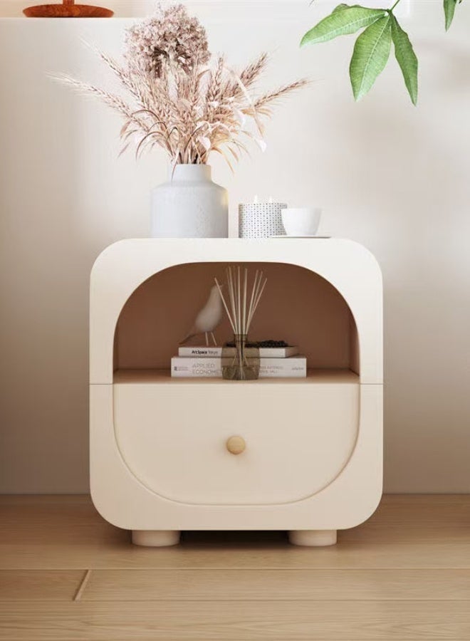 C&C Home Space-Saving Bedside Table with Rounded Corners, Drawer & Shelf – Compact, Modern Nightstand for Small Spaces (No Assembly Required) - Image 4