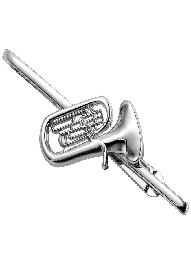 HAWSON 2 Inch Men's Brass Euphonium Tie Clip Silver Tie Bar for Wedding, Concerts, Formal Events Orchestra-Inspired Groomsmen Accessories & Gifts - Image 1