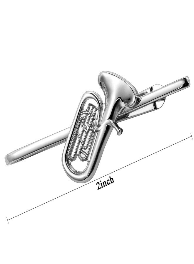 HAWSON 2 Inch Men's Brass Euphonium Tie Clip Silver Tie Bar for Wedding, Concerts, Formal Events Orchestra-Inspired Groomsmen Accessories & Gifts - Image 4