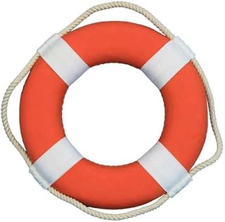 Hampton Nautical Hampton Nautical Vibrant Orange Decorative Life Ring with White Bands, 10" - Image 1