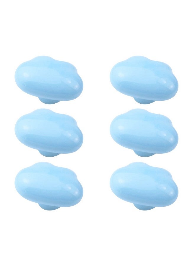 FarBoat 6pcs Cute Cloud Shape Ceramic Drawer Knobs Safe Rounded Edge Cabinet Pulls Handles for Kids Room (Baby Blue) - Image 1