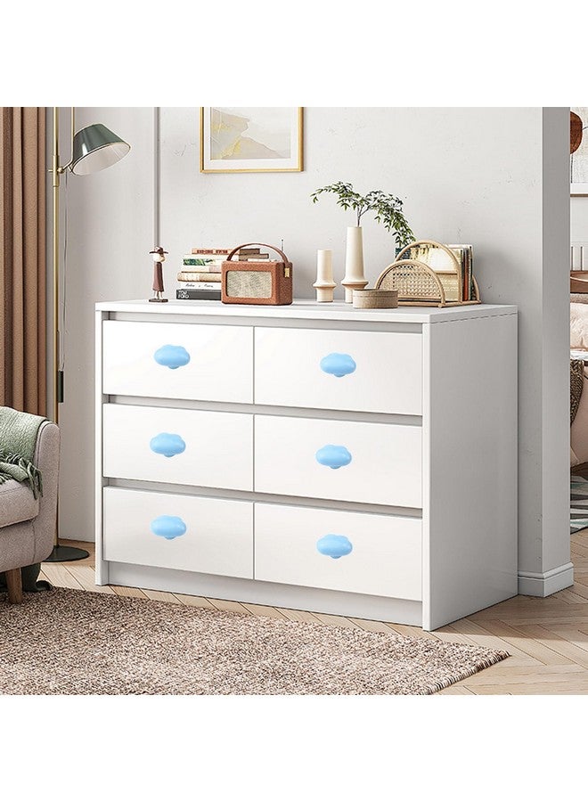 FarBoat 6pcs Cute Cloud Shape Ceramic Drawer Knobs Safe Rounded Edge Cabinet Pulls Handles for Kids Room (Baby Blue) - Image 3