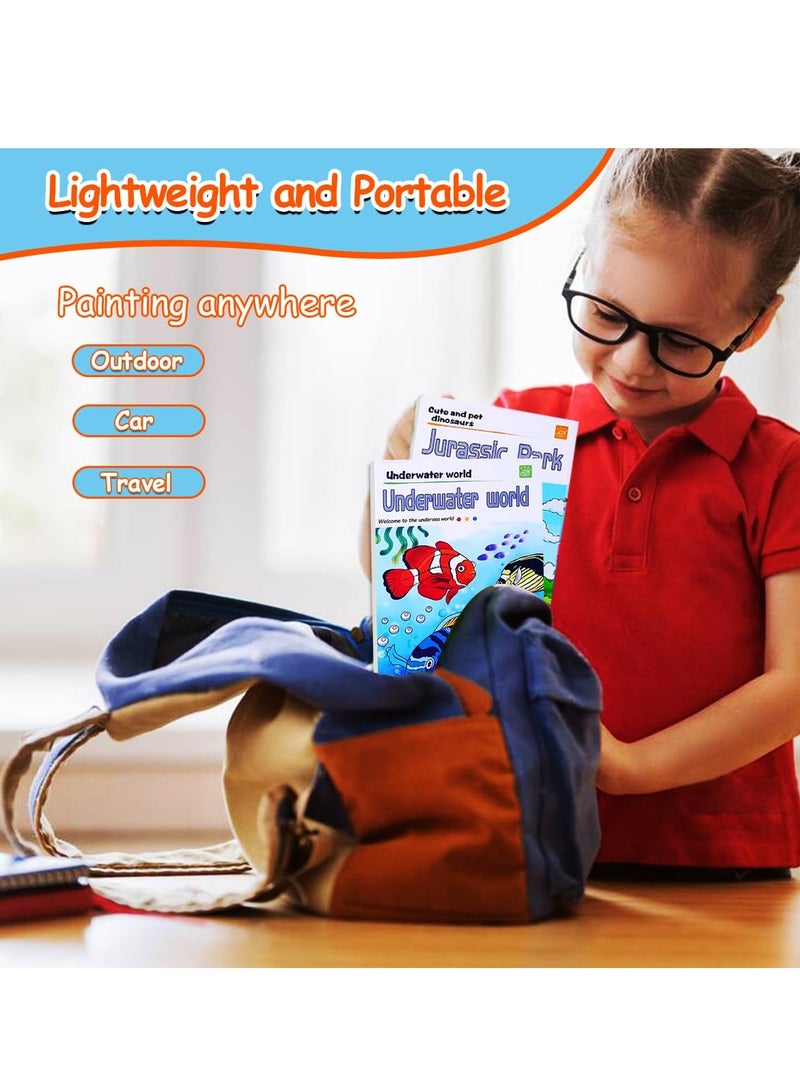 Barakah 4Pack Pocket Watercolor Painting Book Paint with Water Books Watercolor Painting Coloring Books for Toddlers Travel Pocket Watercolor Kit with Paints Birthday Children's Day Gifts for Kids - Image 3