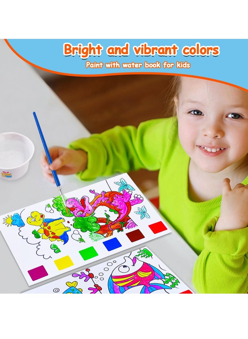 Barakah 4Pack Pocket Watercolor Painting Book Paint with Water Books Watercolor Painting Coloring Books for Toddlers Travel Pocket Watercolor Kit with Paints Birthday Children's Day Gifts for Kids - Image 2