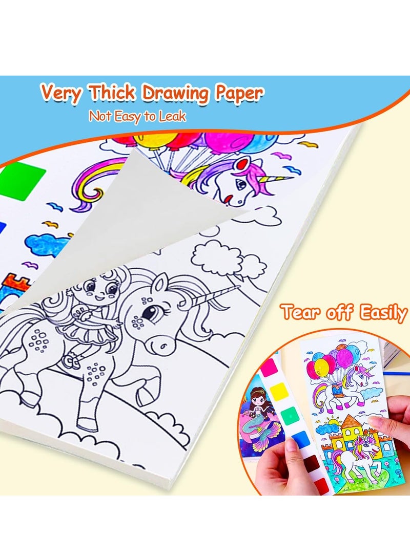 Barakah 4Pack Pocket Watercolor Painting Book Paint with Water Books Watercolor Painting Coloring Books for Toddlers Travel Pocket Watercolor Kit with Paints Birthday Children's Day Gifts for Kids - Image 5