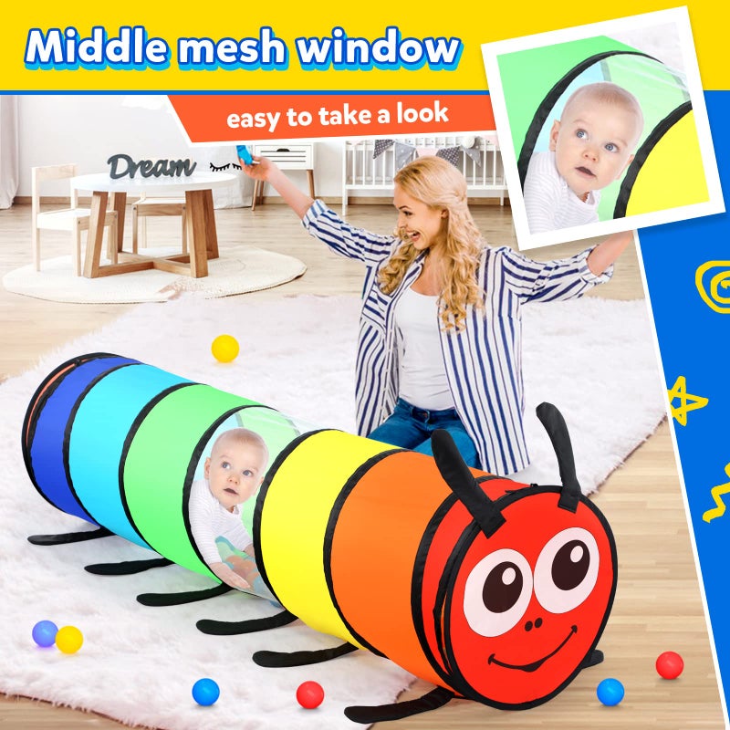 Moncoland Kids Play Tunnel for Toddlers, 6-ft Colorful Pop Up Crawl Through Tunnel Play Tent for Baby or Dog Cat, Collapsible Gift for Boy Girl Games Indoor Outdoor Toys - Image 5