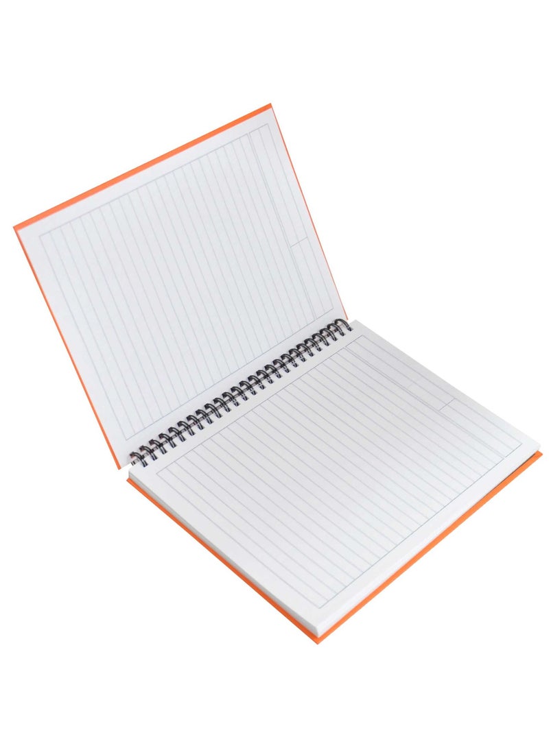 FIS مجموعة من 5 دفاتر ملاحظات حلزونية بغلاف صلب مقاس 9 × 7 بوصات (22.86 × 20.32 سم) سطر واحد، مع حدود، 100 ورقة - زعفران - FSNBS97NA240 - Image 3