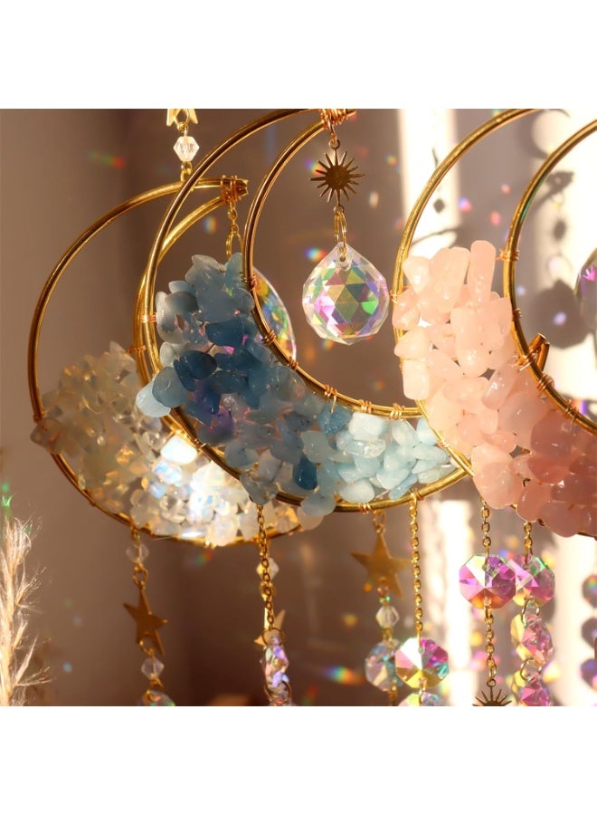 موثوقية التنبؤ كريستال صنكاتشر، مصيدة ضوء الشمس والقمر المعلقة مع منشورات زجاجية للنوافذ، ديكور كريستال كيانيت طبيعي، صنع قوس قزح في المنزل - Image 5