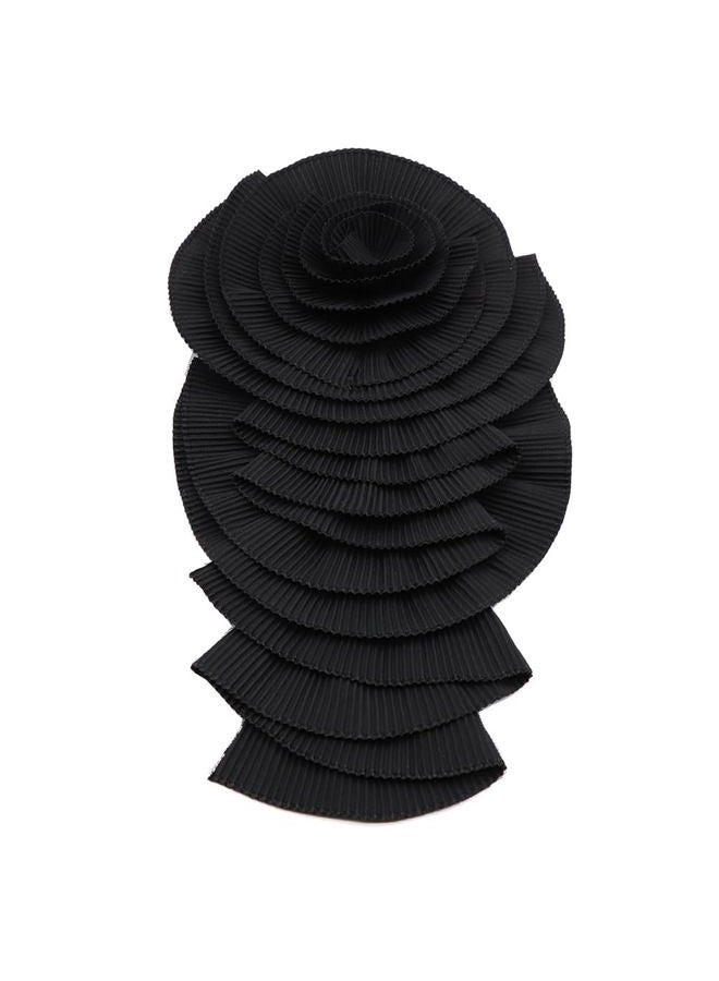 Zthread Ruffed Lace Fabric Brooch Pin Big Flower Pleated Chiffon Fabric Appliques Women Shoulder Decoration Trim, One Size, Polyester, no gemstone - Image 1